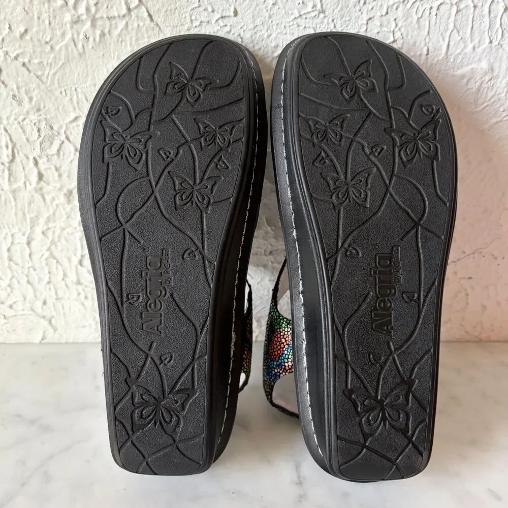 Alegria Viki Sandals Women's 39/8.5 Rainbow Cyclone Leather Comfort Slingback